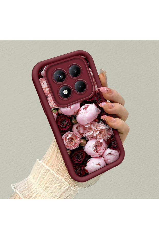Redmi Note 14 Pro 4g Compatible Shock-Absorbing Silicone Case with Abundant Floral Vintage Rose Print