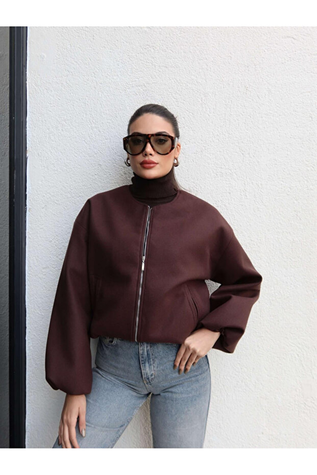 Zippered Stamp Bomber Jacket