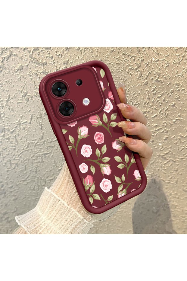 Infinix Zero 30 5g Compatible Claret Red Background Rose Flower Pattern Soft Silicone Shockproof Case