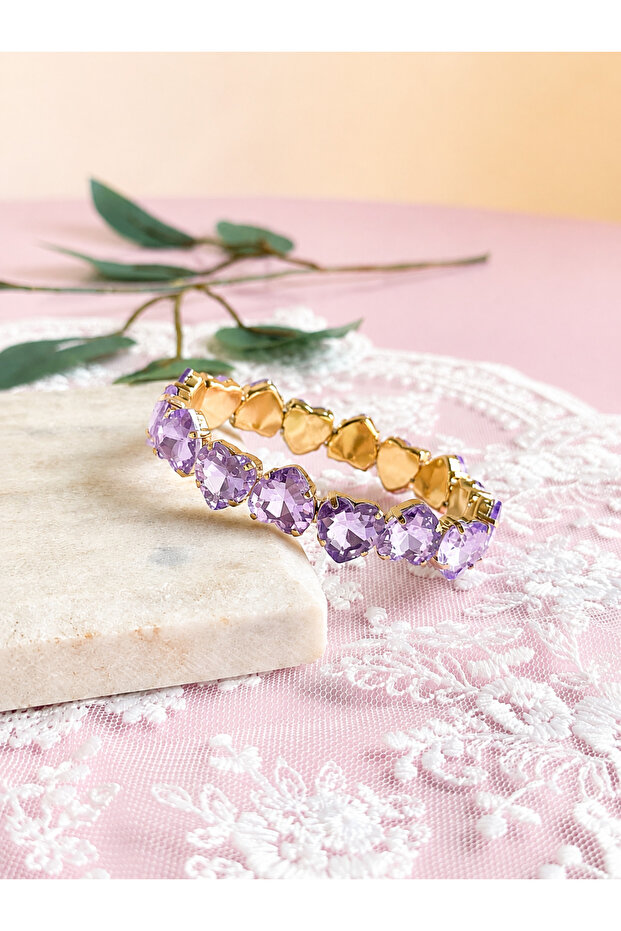Heart and Stone Zircon Stone Elastic Summer Bracelet Beach Accessory