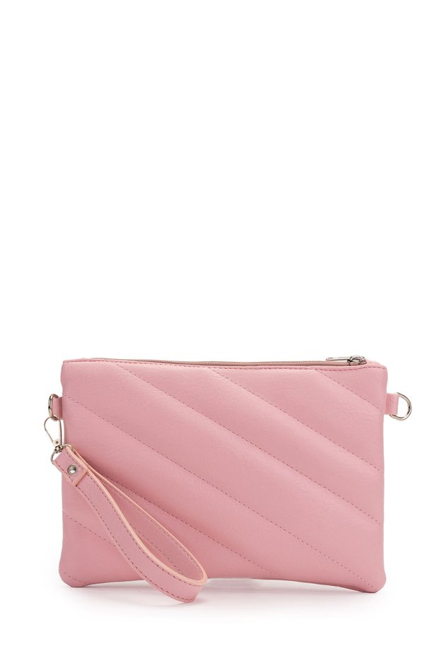 Stylish Quilted Stitched Clutch Women's Crossbody Bag Monaco Powder