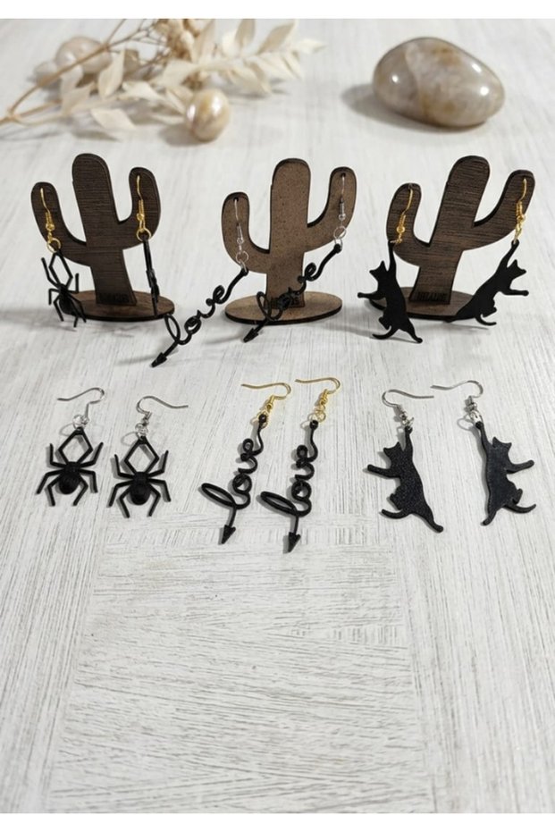 Black Earring Set (3 Pairs)