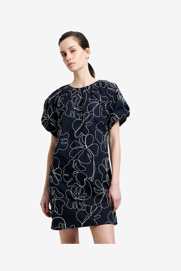 Women's Black/Porcelain Crea Cambria Embroidered Mini Dress