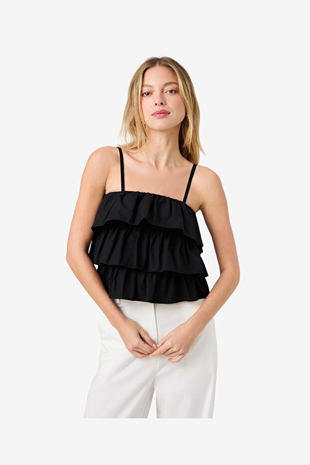 Women's Black Aimee Cotton Strapless Top