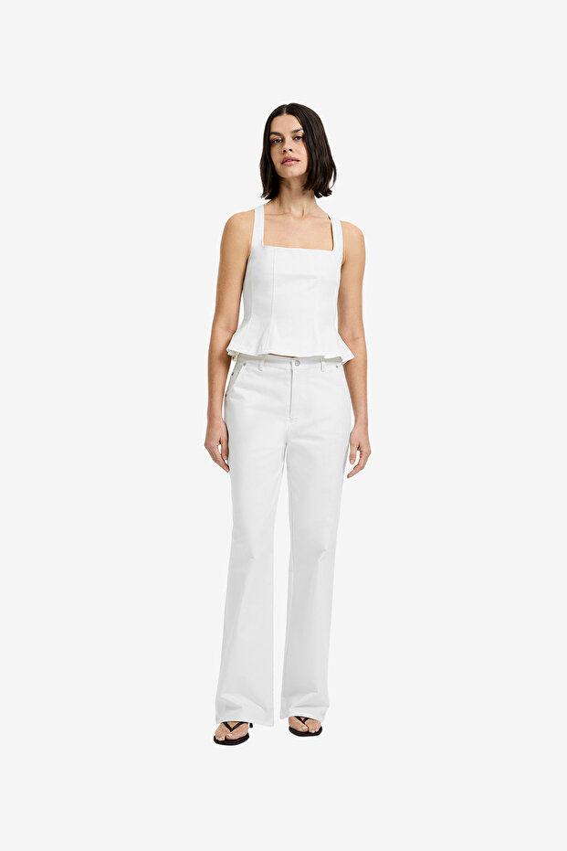 Women's Summer White Inez Cotton Relaxed Leg Trouser