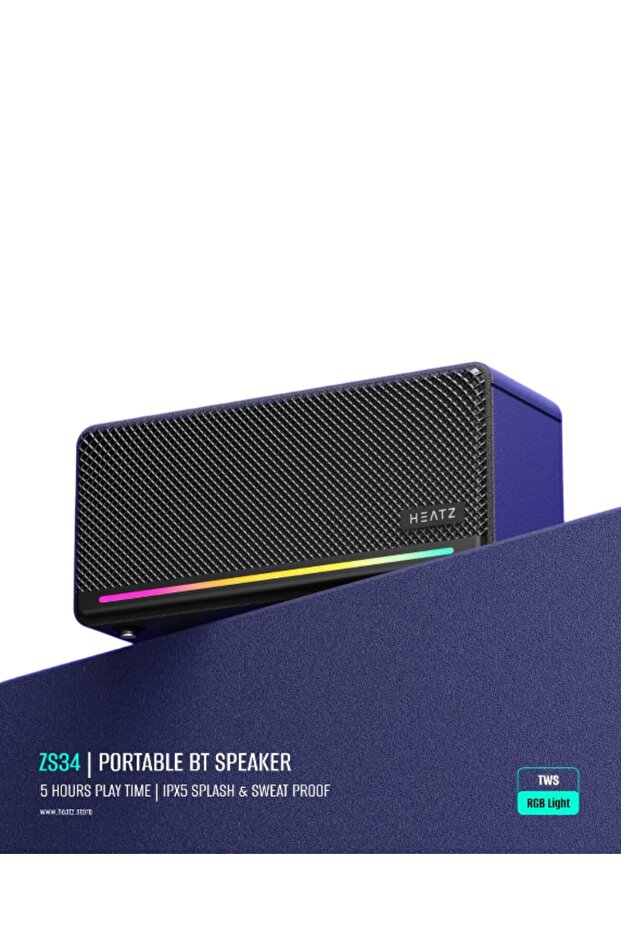 Portable Bluetooth Speaker 14W with RGB Lights, IPX5 Water Resistance, TWS Stereo Pairing & 5 Hours Playtime | ZS34
