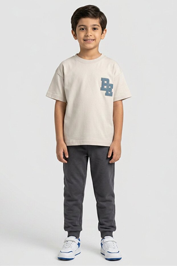 Kids Boy Crew Neck Graphic Print Short Sleeve T-Shirt, Light Grey