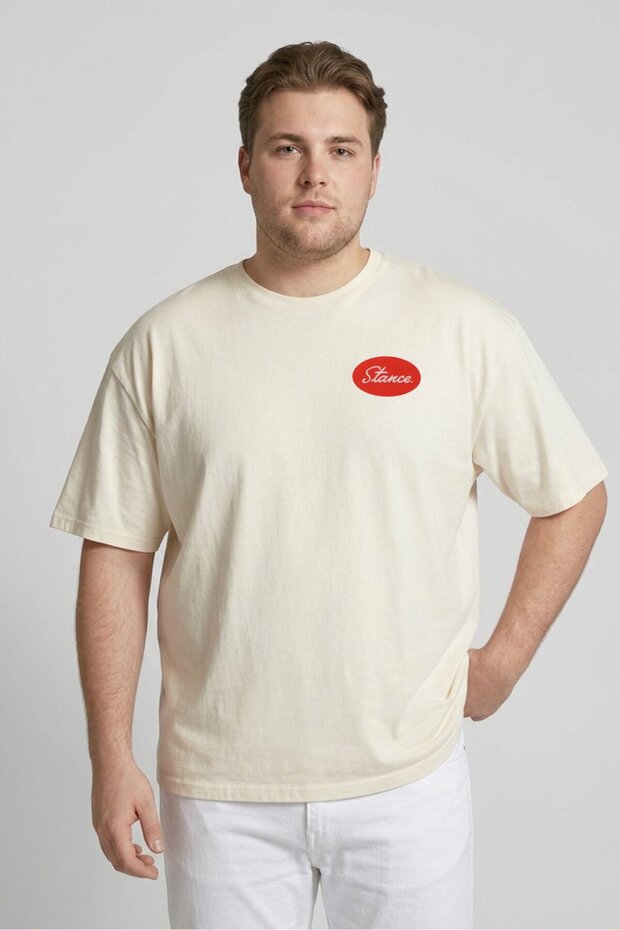 Men Crew Neck Short Sleeve Brand Logo T-Shirt, Beige