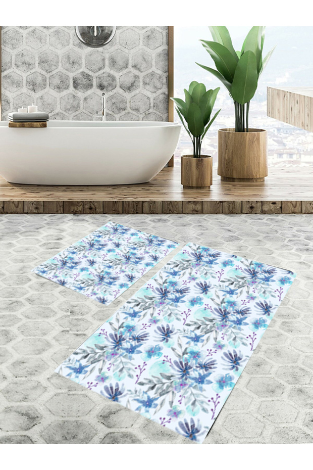 Non-Slip Base, Bathroom Mat Set of 2 (40X60 + 60X90 cm)