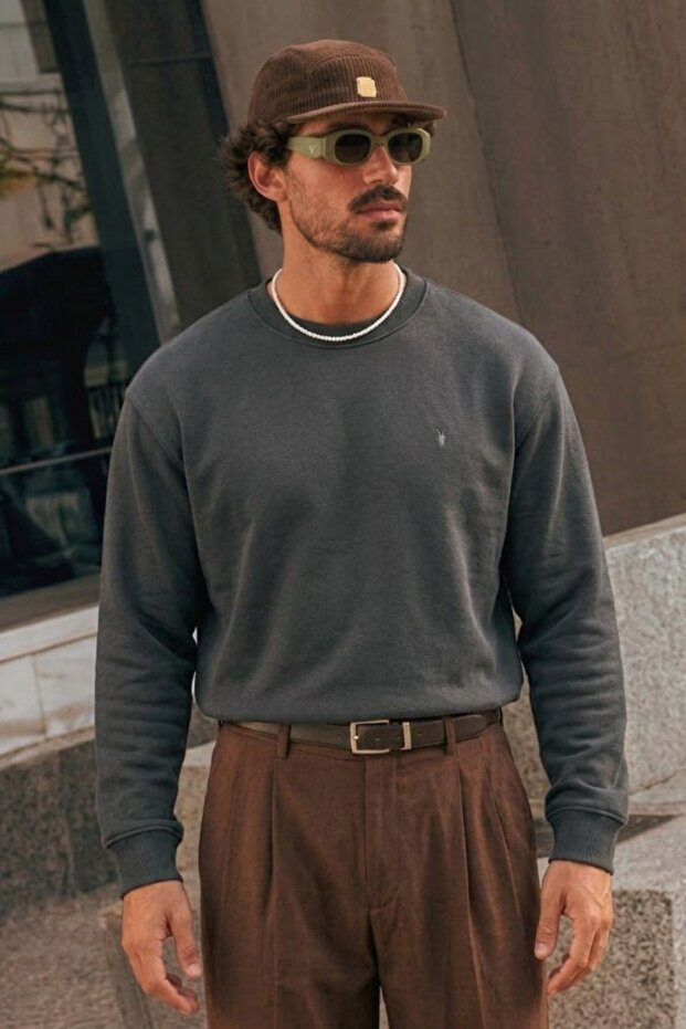 Smoked Loose Fit Comfortable Men's Sweatshirt