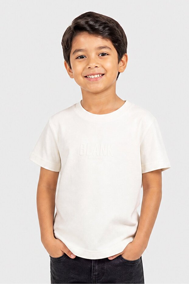 Kids Boy Brand Logo Short Sleeve T-Shirt, Off White