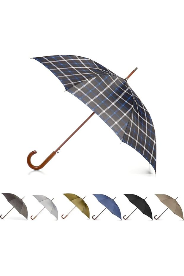 Totes Automatic Opening Stick Umbrella, 1.2m, Black, One Size