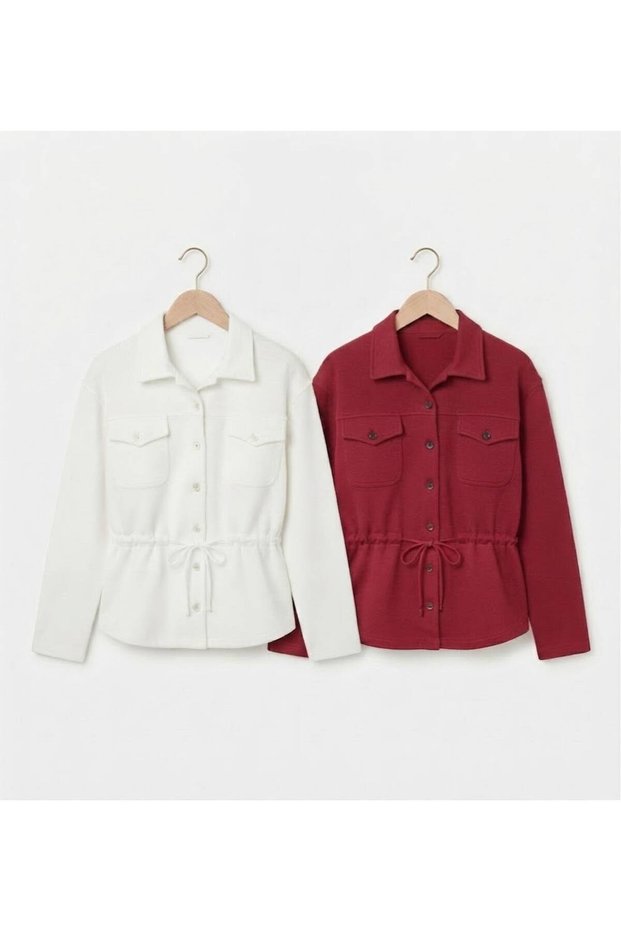 2-Piece Modern Stylish Double Pocket Lycra Steel Interlock Women's Shirt with Tie Front and Laces