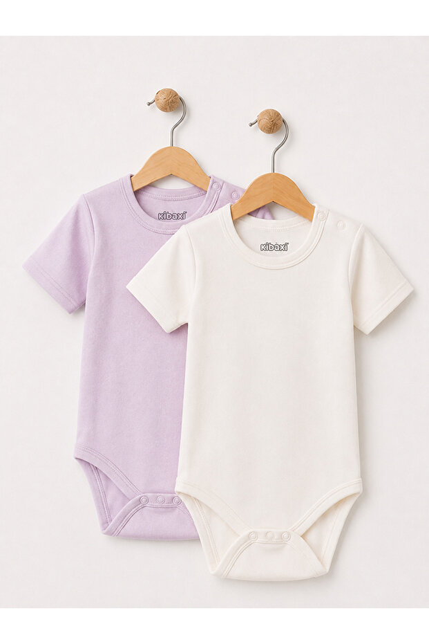 2-Pack Short Sleeve Crew Neck Snap Fastener Bodysuits
