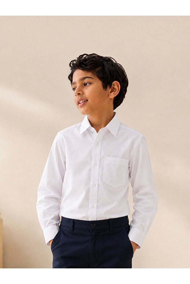 Boys Long Sleeve Collared Shirt