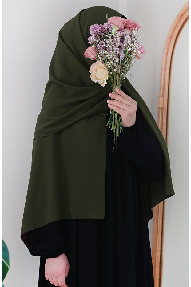 Medina Silk Shawl Large Size 70X220 - Khaki