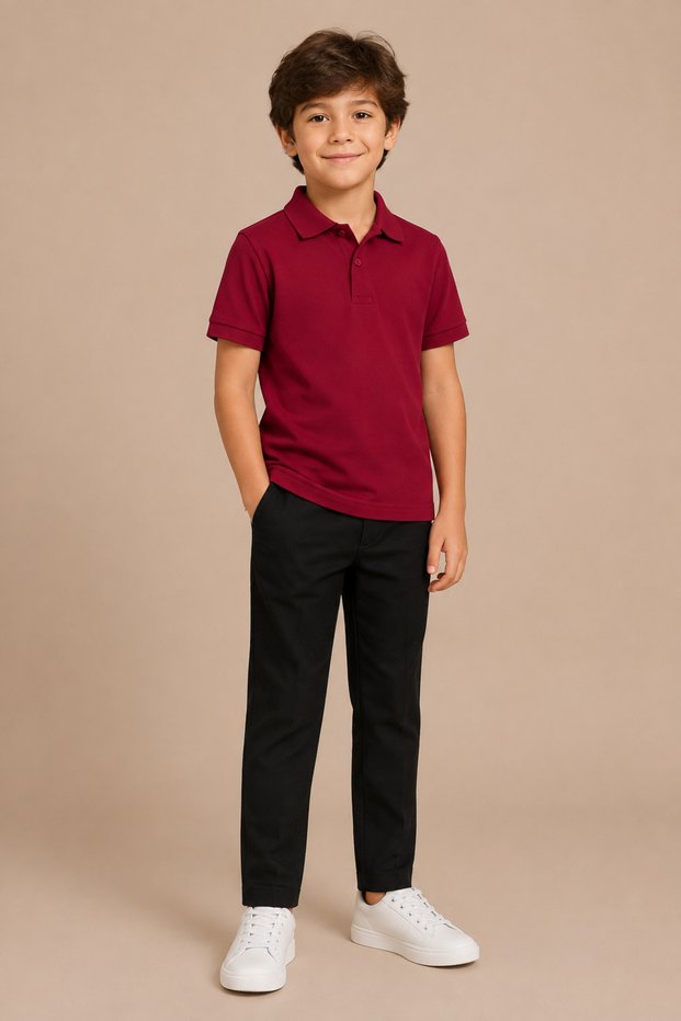 Children's Unisex Polo Collar Short Sleeve 100% Cotton Basic T-Shirt Casual Top Wear 2-14 Years