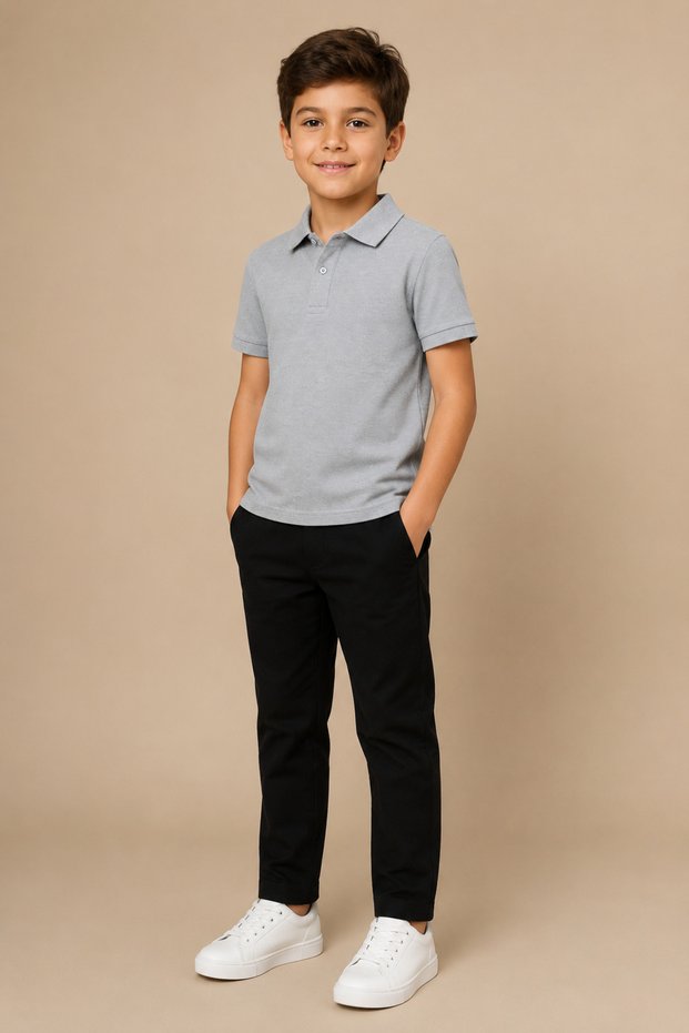 Children's Unisex Polo Collar Short Sleeve 100% Cotton Basic T-Shirt Casual Top Wear 2-14 Years