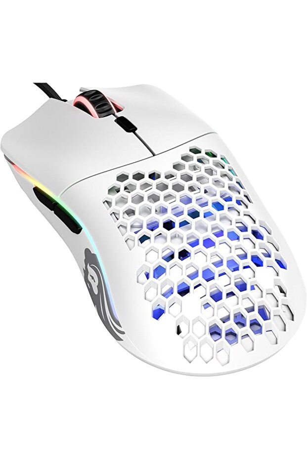 Glorious Gaming Mouse - Model O 67 g Superlight Honeycomb Mouse, RGB Matte White Mouse - USB Gaming