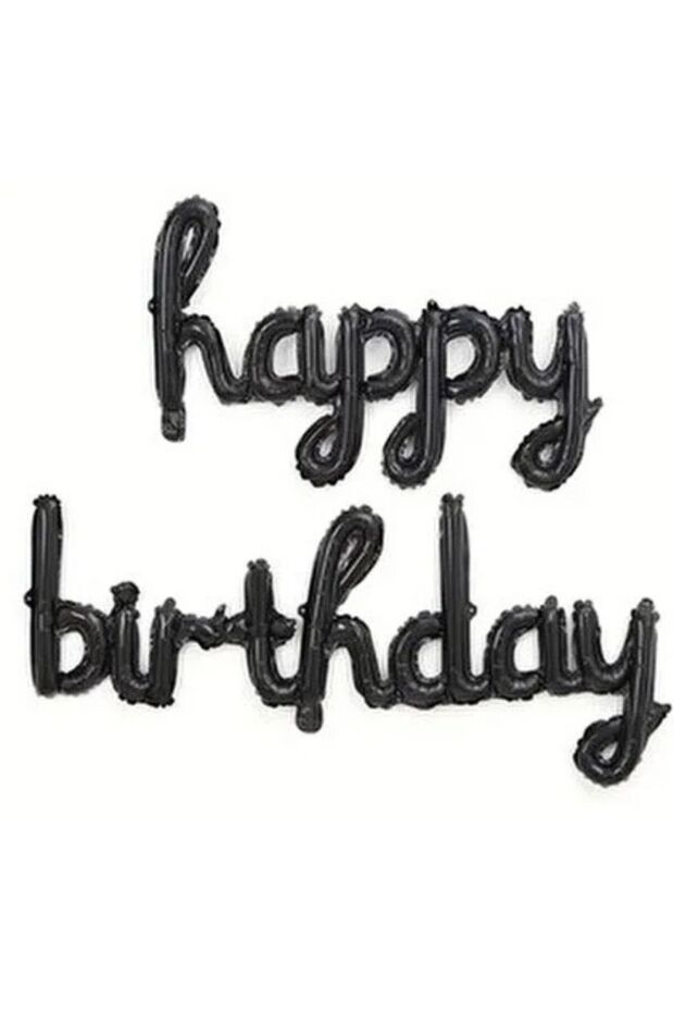 Happy Birthday Handwritten Black Color Foil Balloon