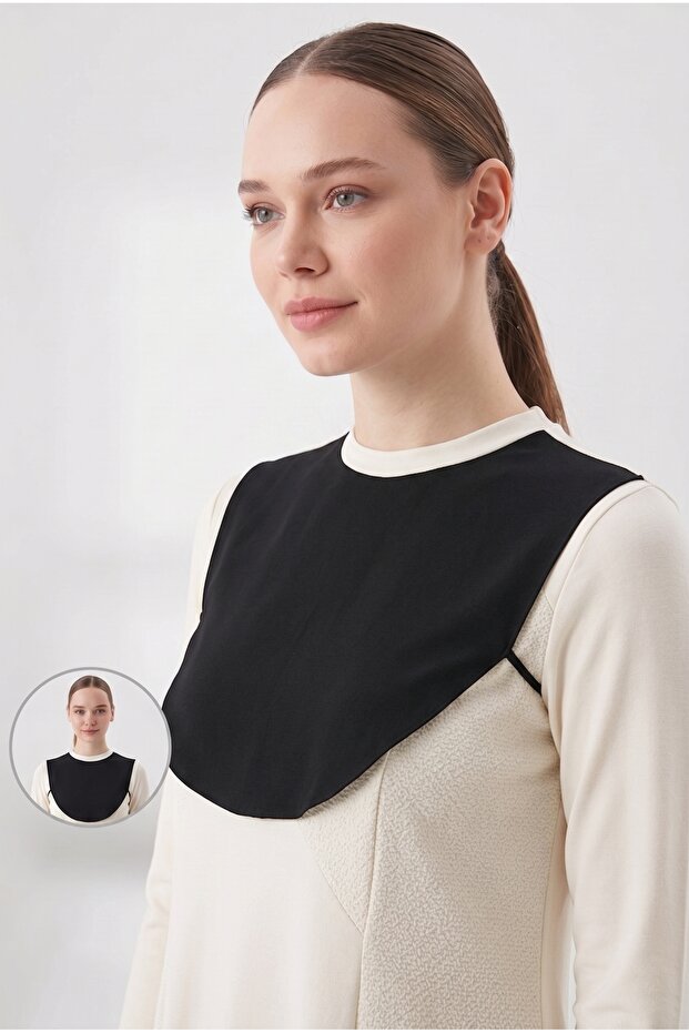 Luxury Combed Cotton Neck Collar Black - Practical Collar Concealer Hijab Undershirt Neck Hider