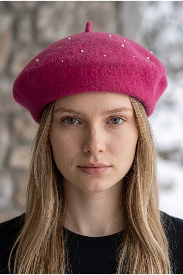 Women's Painter Angora Beanie with Pearl