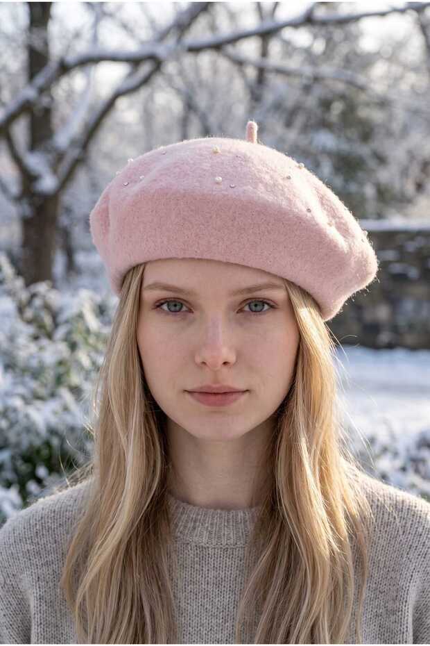 Women's Painter Angora Beanie with Pearl