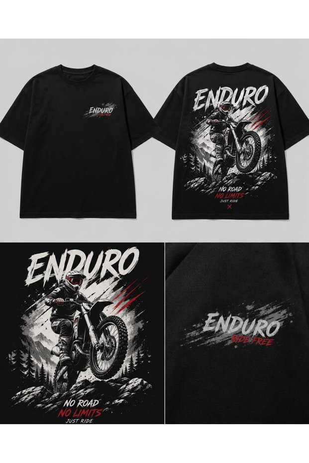Black Enduro Printed Oversize T-Shirt