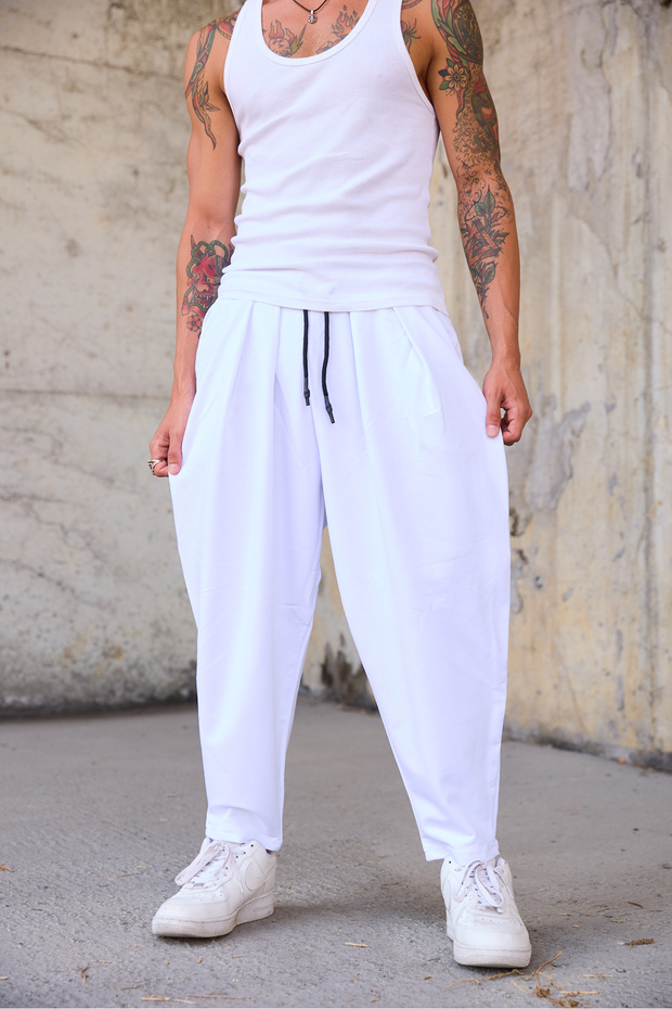 Men's Original Design Pleated Sports Shalwar Trousers