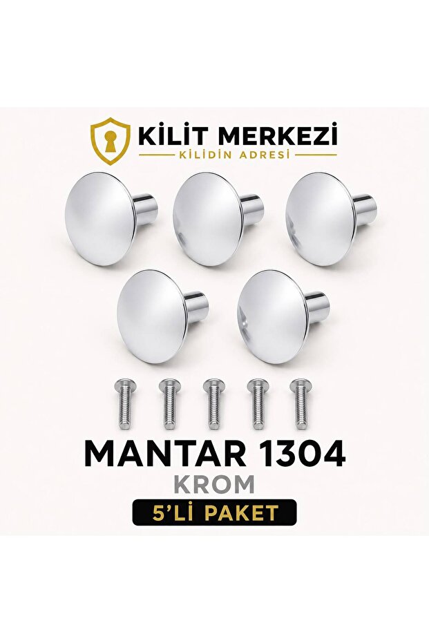 Mantar 1304 5-Piece Round Furniture Cabinet Knob Handle Single Screw