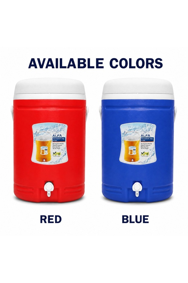 ALFA 5 Gallon Insulated Water Cooler Jug with Tap – Leakproof Ice Cold Beverage Dispenser for Camping, Travel, Picnic & Outdoor Use