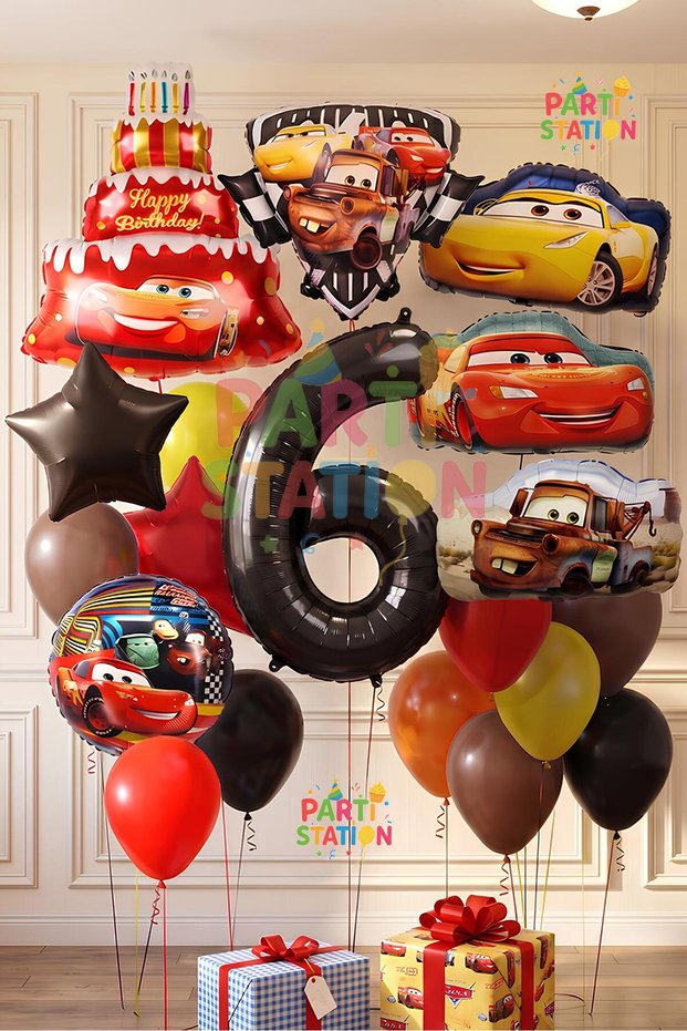 Cars Themed Cars Lightning Mcqueen Concept 6 Year Old Balloon Set 20 Pieces Full Set - Cars Mater Balloon & Cars Cruz Ramirez Balloon Birthday Set
