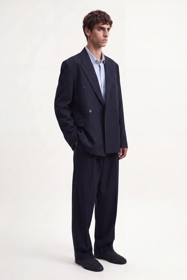 Relaxed Fit Striped Men's Suit