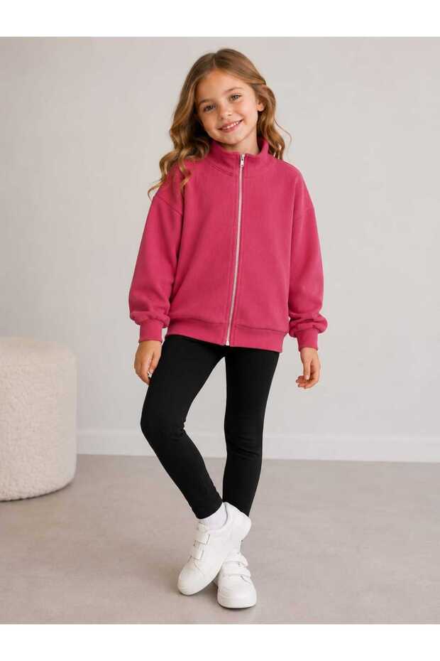 Girl's Zip-Front High-Neck Cardigan - Camisole