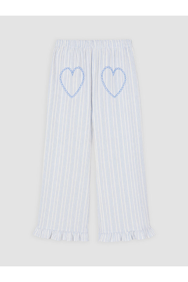 Nevavm Striped Girls' Pants with Elastic Waist and Difference in Color