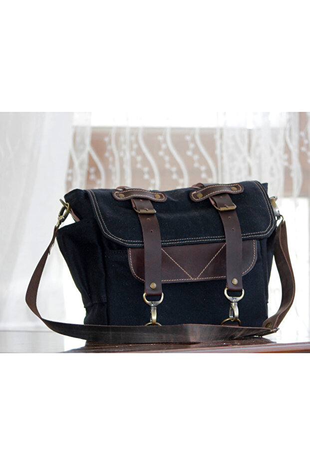 Handmade Canvas & Real Leather Shoulder Bag