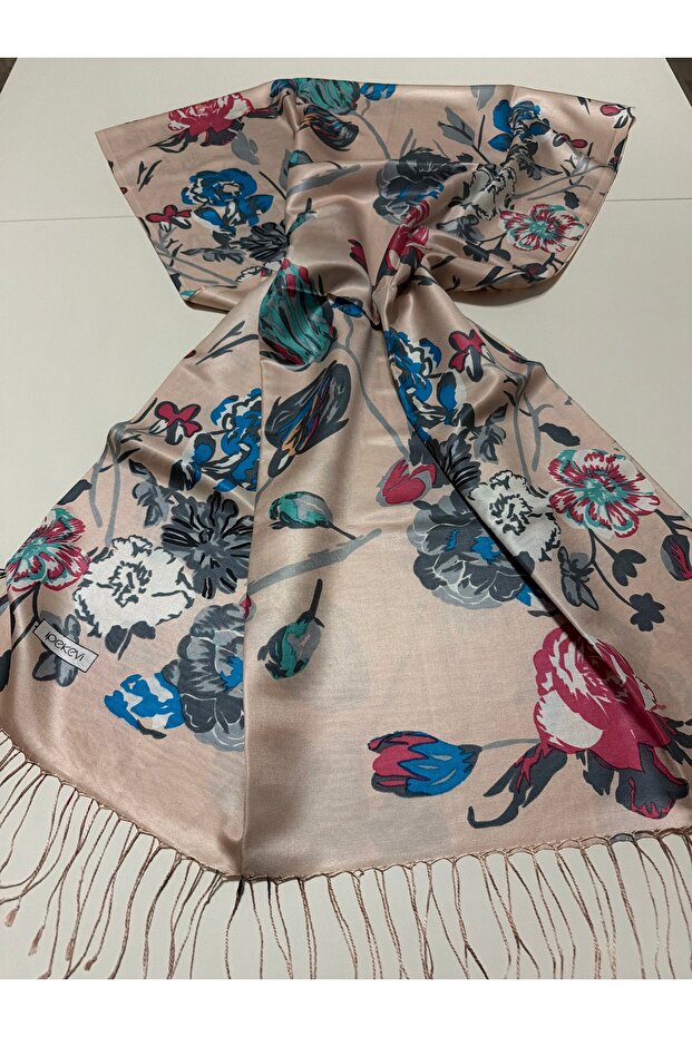 Göksu Sefası Patterned Silk Shawl Light Pink
