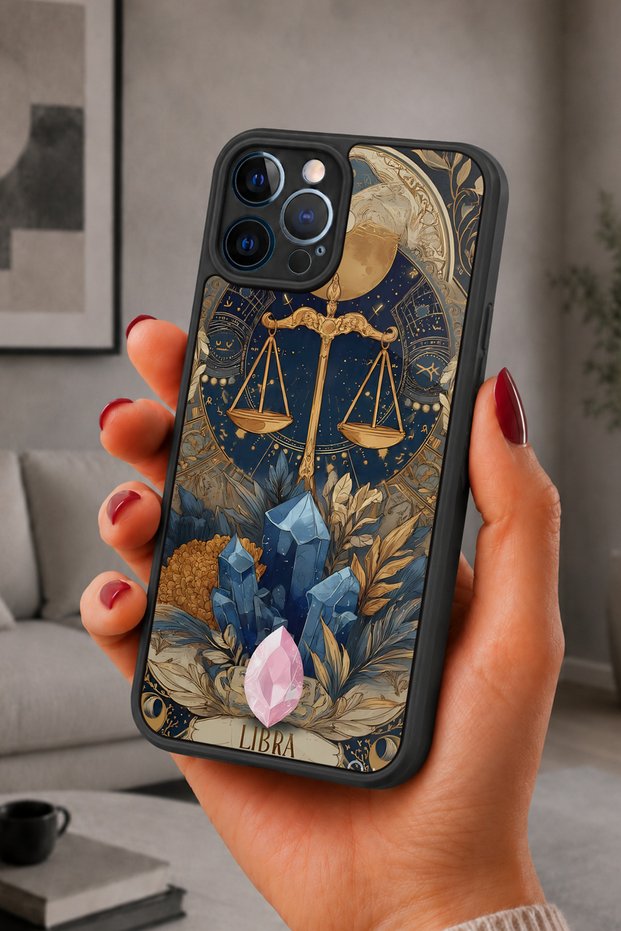 حافظة مقاومة للصدمات متوافقة مع هاتف iPhone 12 Pro Max مع حماية للكاميرا بنمط Libra