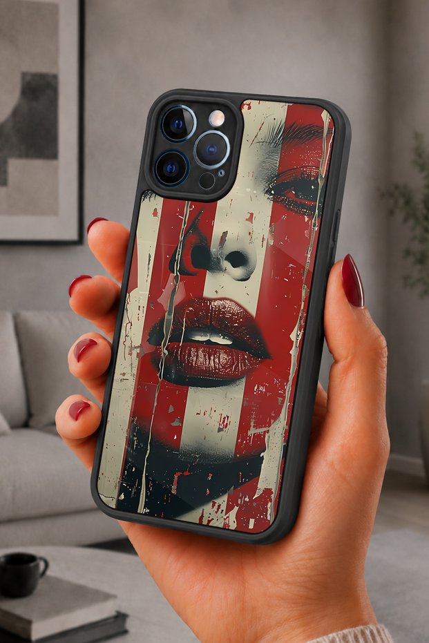 حافظة مقاومة للصدمات متوافقة مع هاتف iPhone 12 Pro Max مع حماية للكاميرا بنمط الشفاه