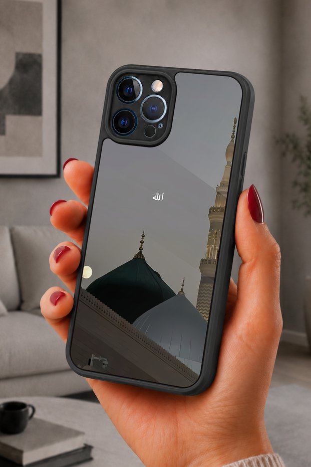 حافظة مقاومة للصدمات متوافقة مع هاتف iPhone 12 Pro Max مع حماية للكاميرا بنمط الله