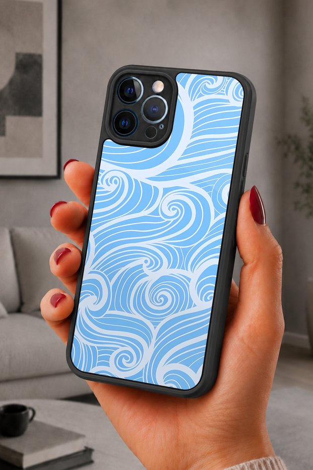 حافظة مقاومة للصدمات متوافقة مع هاتف iPhone 12 Pro Max مع حماية للكاميرا بنمط BlueWave