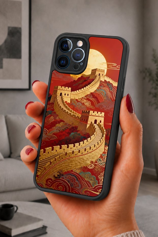حافظة مقاومة للصدمات متوافقة مع هاتف iPhone 12 Pro Max مع حماية للكاميرا بنمط Great Wall