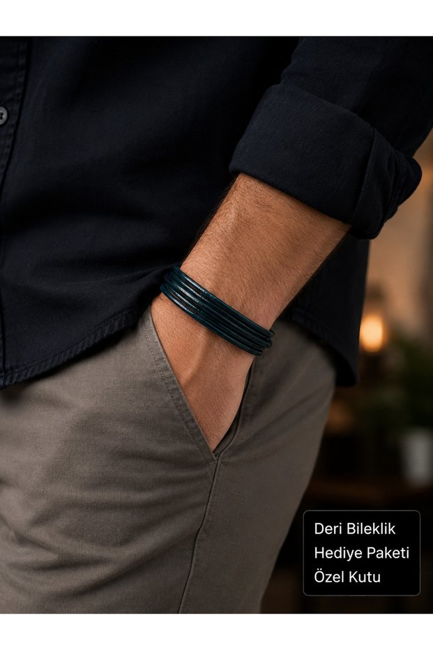 Éveron Petrol Blue Multi-Leather Men's Bracelet – Premium Design with Steel Clasp