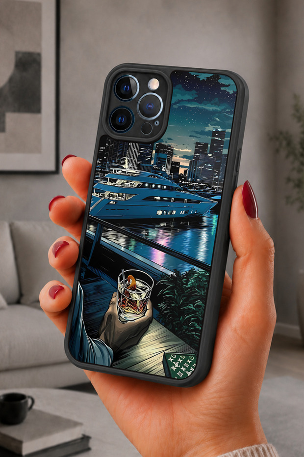 حافظة مقاومة للصدمات متوافقة مع هاتف iPhone 12 Pro Max مع حماية للكاميرا بنمط مارينا