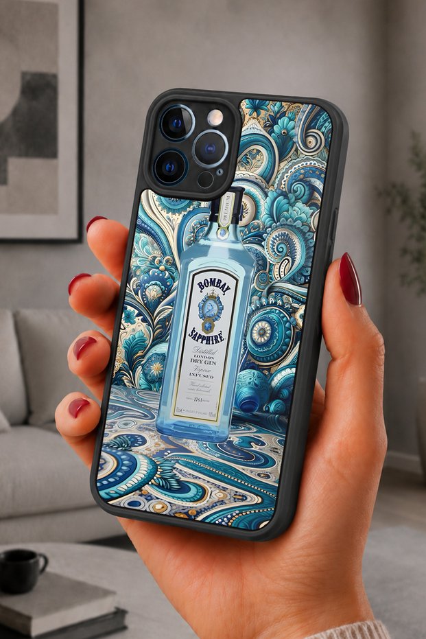 حافظة مقاومة للصدمات متوافقة مع هاتف iPhone 12 Pro Max مع حماية للكاميرا بنمط Bombay Sapphire