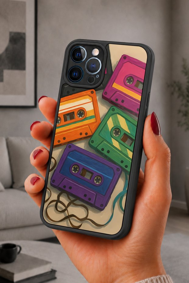 حافظة مقاومة للصدمات متوافقة مع هاتف iPhone 12 Pro Max مع حماية للكاميرا بنمط Mixtape