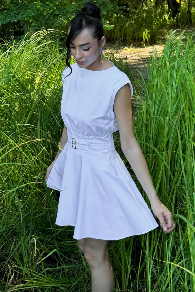Women's Belt Detailed Midi Dress