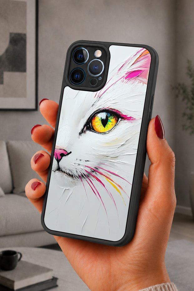 حافظة مقاومة للصدمات متوافقة مع هاتف iPhone 12 Pro Max مع حماية للكاميرا بنمط عين القط