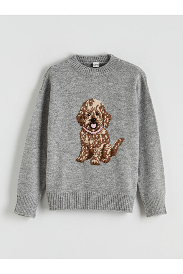 Esvab • Modern & Distinctive Zero Roba Collar Embroidered Girls' Knit Sweater