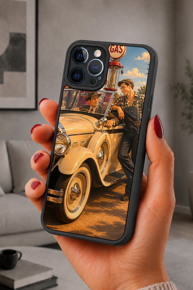 حافظة مقاومة للصدمات متوافقة مع هاتف iPhone 12 Pro Max مع نمط كلاسيكي للسيارة وحماية للكاميرا